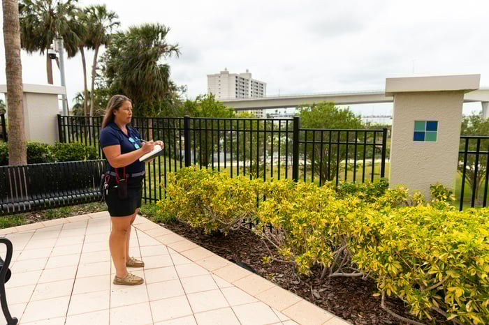 Landscape designer planning property