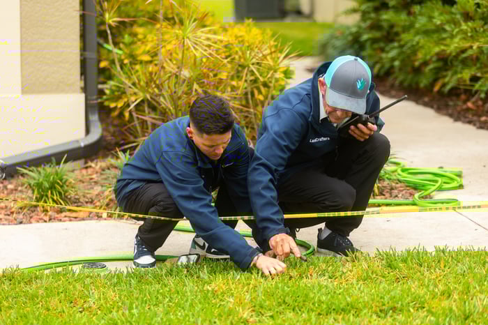 commercial irrigation repair crew