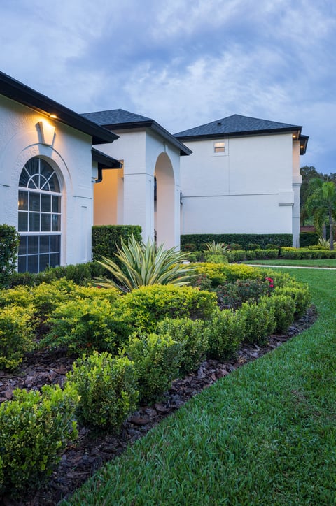residential home with well landscaped yard and shrubs