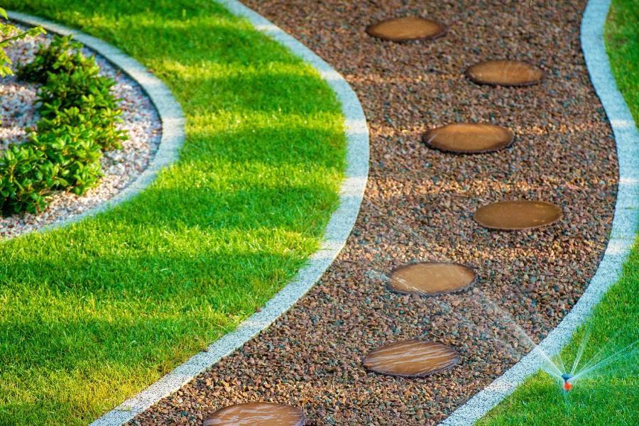 HOA Commercial Landscaping takes more than just wow factor landscaping as shown in this image, it also takes irrigation systems, also shown in this image. 
