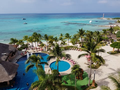 commercial property with pools and palms