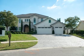 residential landscape green lawn beds
