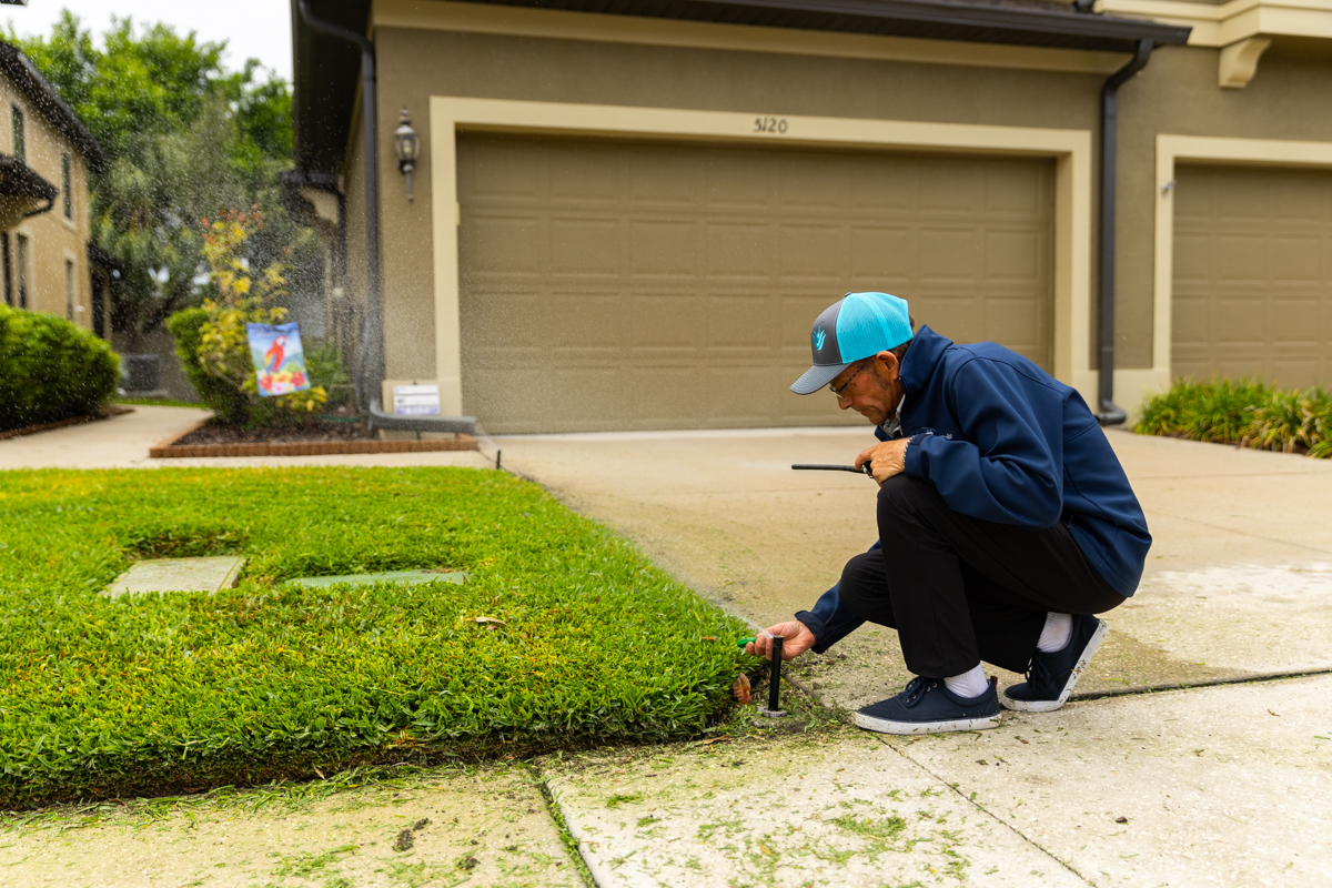 irrigation tech repair sprinkler grass